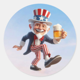 Adesivo Redondo Um cidadão mais velho vestido como Tio Sam