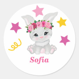 Adesivo Redondo Um clássico vinheta redonda de coelhinho bonito