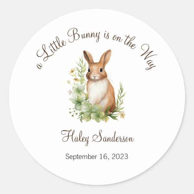 Adesivo Redondo Um coelhinho está no caminho, querida (Frente)