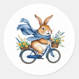 Adesivo Redondo Um coelho feliz de primavera na páscoa