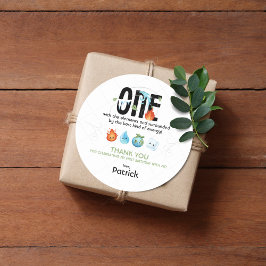 Adesivo Redondo UM Com Elementos Primeiro Aniversário