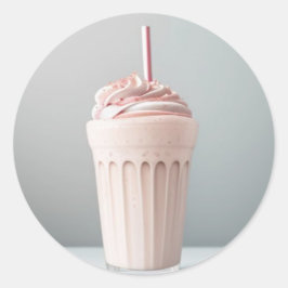 Adesivo Redondo Um Copo de Milkshake de Morango
