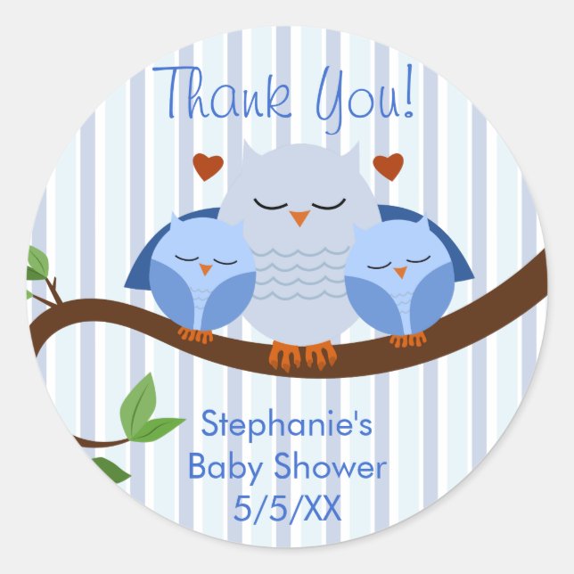 Adesivo Redondo Um Coruja Azul Gêmeos Hoot (Frente)