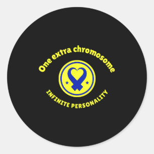 Adesivo Redondo Um cromossomo extra personalidade infinita para ba