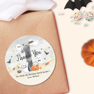 Adesivo Redondo Um Cute Spooky One Little Boo Ghost Obrigado  