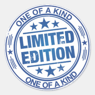 Adesivo Redondo Um de um tipo - efeito azul do carimbo de borracha