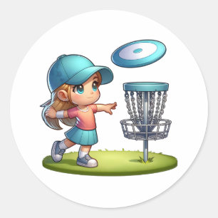 Adesivo Redondo Um desenho animado de golfe para garotinha