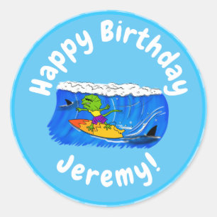 Adesivo Redondo Um desenho animado de lagarto-do-pescoço