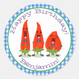 Adesivo Redondo Um desenho animado de pimentões cantando pimentões