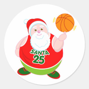 Adesivo Redondo Um desenho animado do Papai Noel girando uma bola 