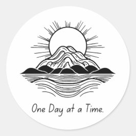 Adesivo Redondo Um dia de cada vez - Vinheta motivacional