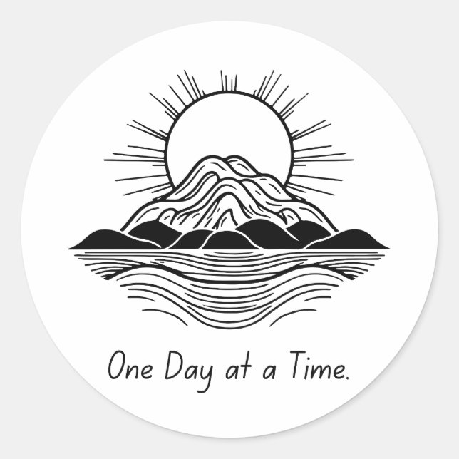 Adesivo Redondo Um dia de cada vez - Vinheta motivacional (Frente)