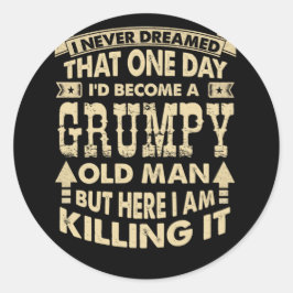 Adesivo Redondo Um dia eu me tornaria um velho rabugento