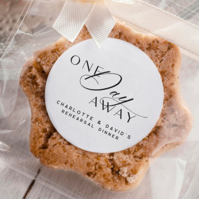 Adesivo Redondo Um Dia Fora do Janto de Ensaio Elegante Moderno (Criador carregado)