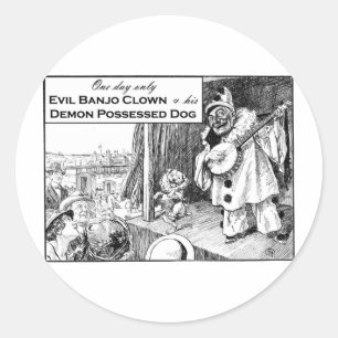 Adesivo Redondo Um dia somente: Palhaço mau do banjo