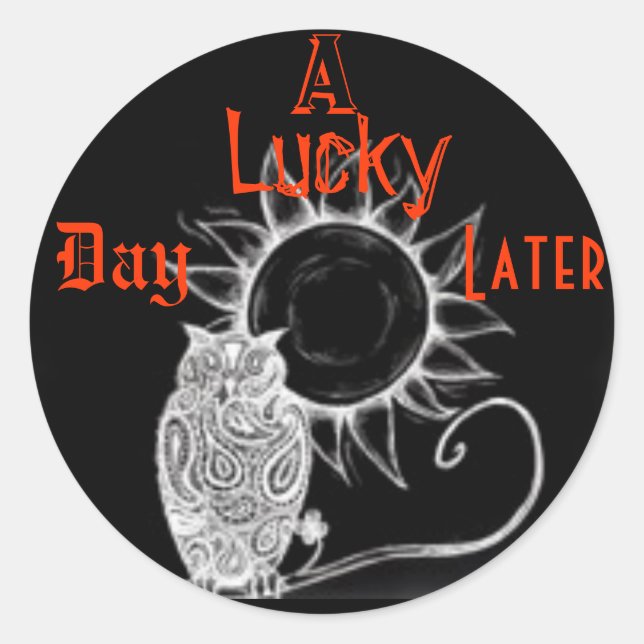 Adesivo Redondo Um Dia Sortudo Depois (Frente)