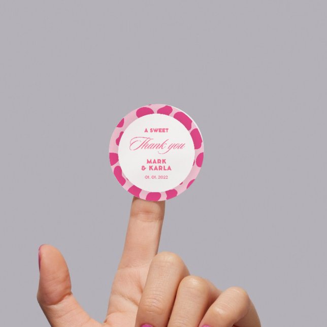 Adesivo Redondo Um Doce Obrigado Desco Pink Cowgirl Favor Casament (Criador carregado)