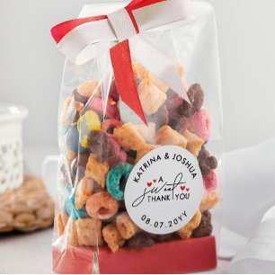 Adesivo Redondo Um Doce Obrigado, Favor De Casamento Do Coração