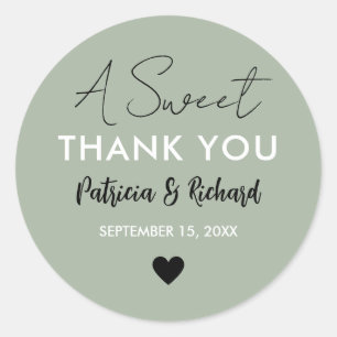Adesivo Redondo Um doce obrigado Sage Green Wedding Favor