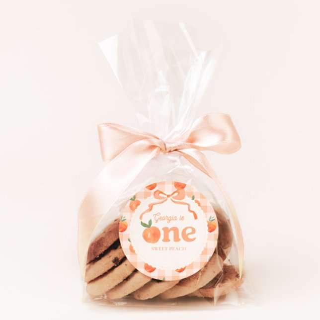 Adesivo Redondo Um Doce Peach Birthday Sticker (Criador carregado)