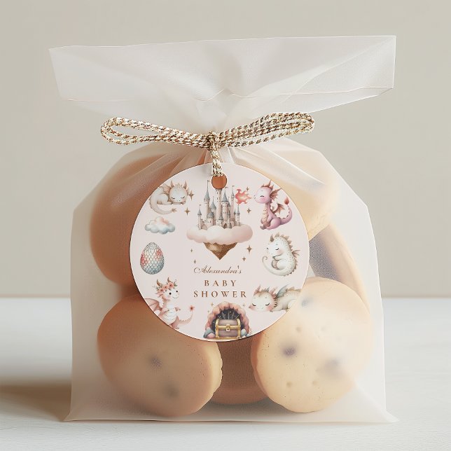 Adesivo Redondo Um Dragão Pequeno está no Caminho Chá de fraldas (Criador carregado)