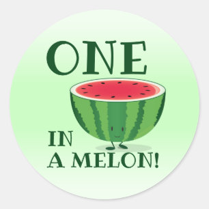 Adesivo Redondo Um em um Cartoon Melon Watermelon