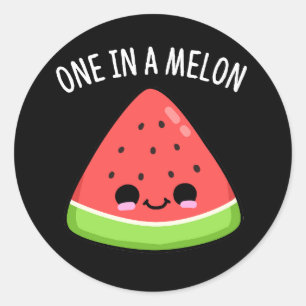 Adesivo Redondo Um Em Um Melão Funny Watermelon Pun Dark BG