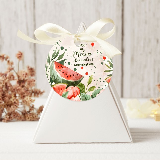 Adesivo Redondo "Um em um Melão", primeiro aniversario de Melancia (Criador carregado)