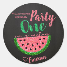 Um em um melão, Watermelon Sticker Label Obrigado