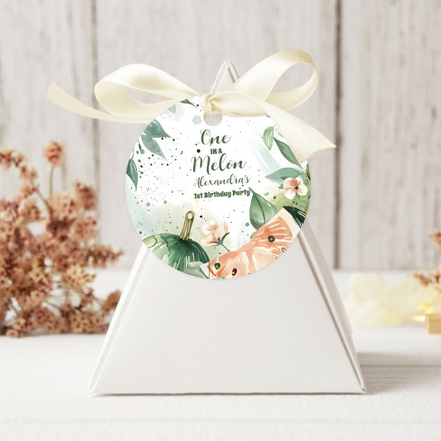 Adesivo Redondo Um em um primeiro aniversario Melon Watermelon Wat (Criador carregado)