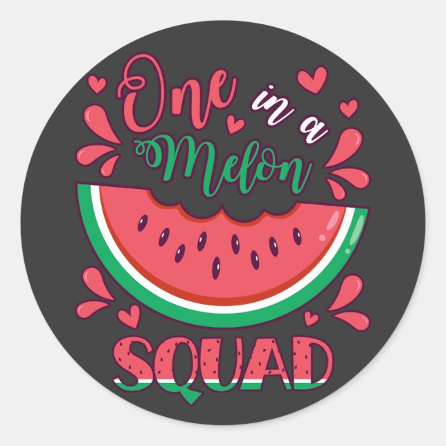 Adesivo Redondo Um em uma Festa B-Day da Melon Squad (Frente)
