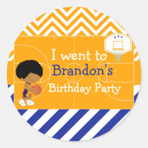 Adesivo Redondo Um garoto afro-americano "eu fui", de basquete