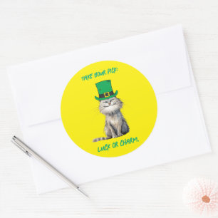 Adesivo Redondo Um gato irlandês feliz