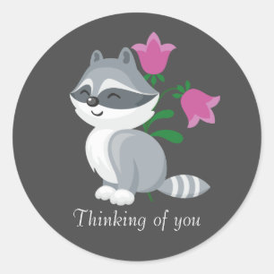 Adesivo Redondo um guaxinim bonito pensando em você