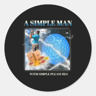 Adesivo Redondo Um Homem Simples Com Simples Mens De Golfe Engraça