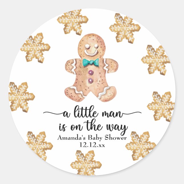 Adesivo Redondo Um homenzinho está a caminho! Biscoitos de Natal (Frente)