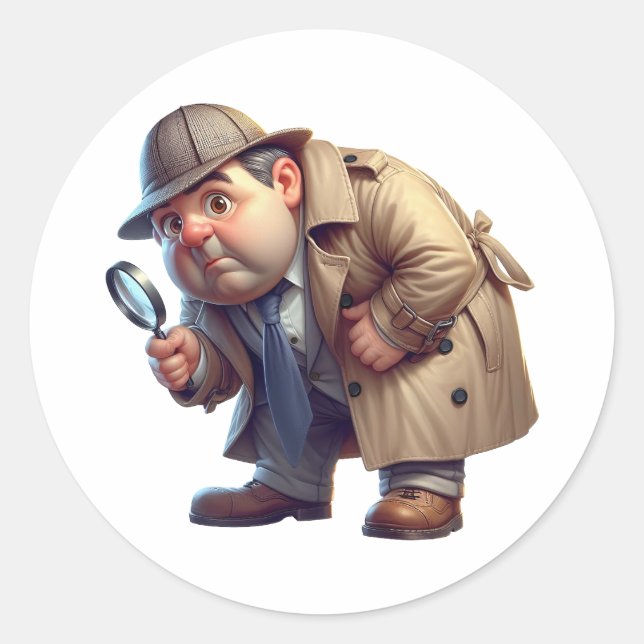 Adesivo Redondo Um Investigador Privado a procurar pistas (Frente)