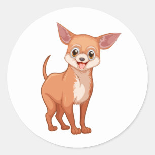 Adesivo Redondo Um lindo cãozinho de desenho animado Chihuahua