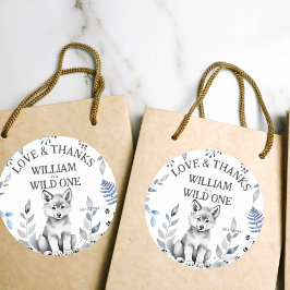 Adesivo Redondo Um lobo selvagem, o favorito da festa de aniversár