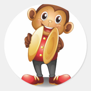 Adesivo Redondo Um macaco que guardara pratos