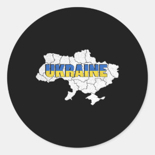 Adesivo Redondo Um Mapa Ucraniano E Bandeira Da Ucrânia