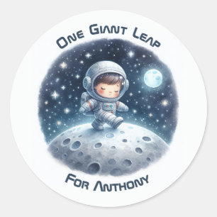 Adesivo Redondo Um Menino Astronauta Festa de Aniversário Um Grand