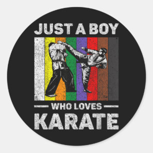 Adesivo Redondo Um Menino Que Ama Karatê Taekwondo Vintage Karatê