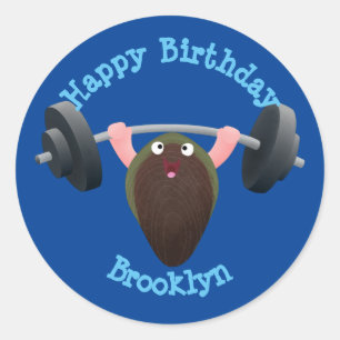 Adesivo Redondo Um mexilhão engraçado trabalhando em desenho anima