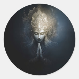 Adesivo Redondo Um Momento de Graça Arte de Meditação