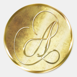 Adesivo Redondo Um Monograma Faux Dourado Vinhetas de Envelope