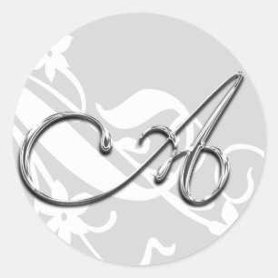 Adesivo Redondo Um Monograma - Letra Vinheta de Casamento de Envel