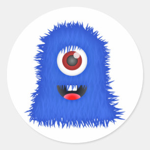 Adesivo Redondo Um monstro azul eyed