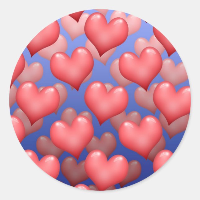 Adesivo Redondo Um monte de corações (Frente)