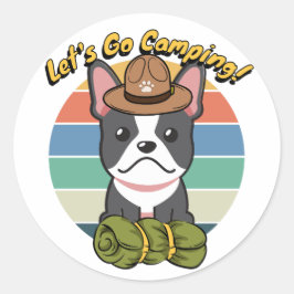 Adesivo Redondo Um moto francês engraçado quer ir acampar